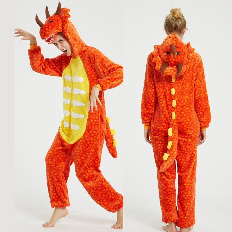 Orange Triceratops Kigurumi Onesie